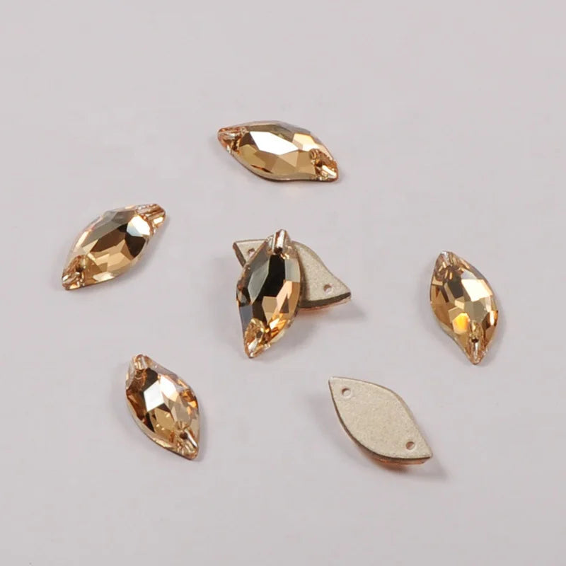 YANRUO 3254 Golden Shadow  Rhinestones Crystal Sew on Stones for Sewing Dresses