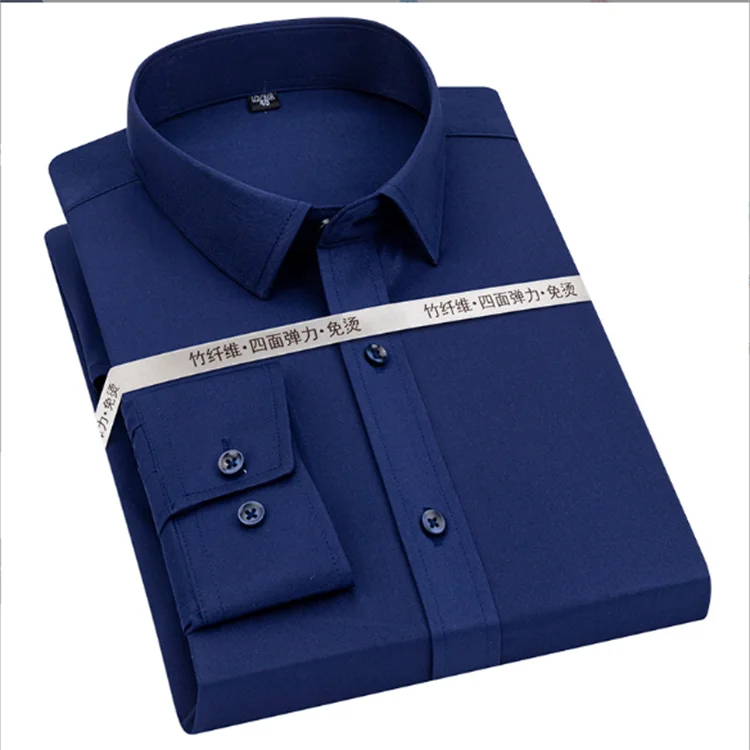 Anti-wrinkle Cargo Men  Long Sleeve Shirt Elastic Shirt Casual Men Business Casual Long Sleeve Shirt