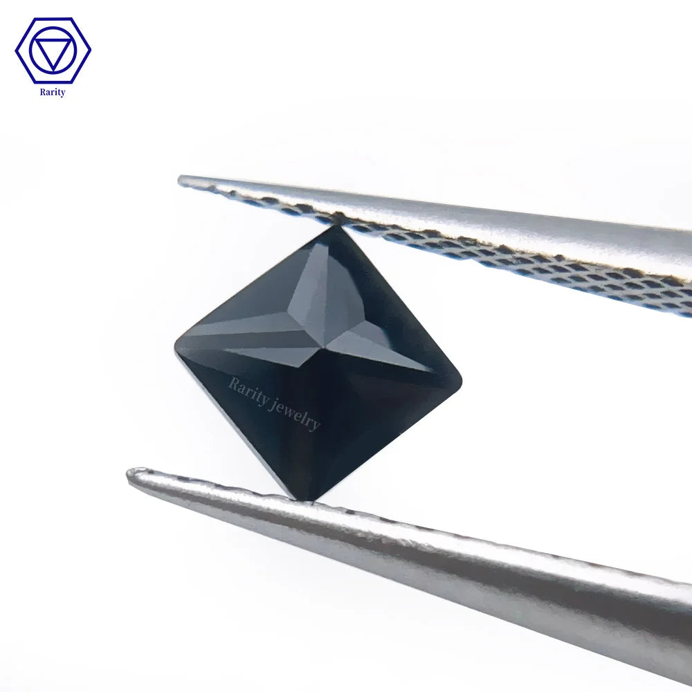 Rarity 1.5mm to 7mm Square Cut Black Color Zircon Stone Synthetic CZ Princess Cut Loose Cubic Zirconia