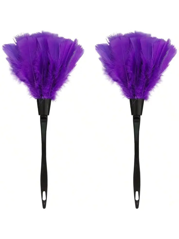 Purple Tiny Feather duster Black White Mini Handle Turkey Marabou Flats Duster pink Cleaner Brush for Home Clean