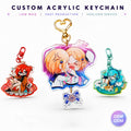 CNAWO Wholesale Custom Clear Logo Epoxy Resin Anime Holographic Acrylic Keychain Personalized Plastic Charm Keychain