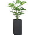 Modern Design square Shape Tall Concrete Hand-brush Flower Pot with Black Paint for Home Garden Decor