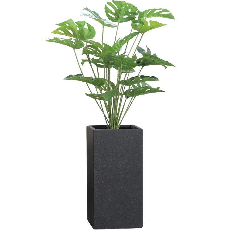 Modern Design square Shape Tall Concrete Hand-brush Flower Pot with Black Paint for Home Garden Decor