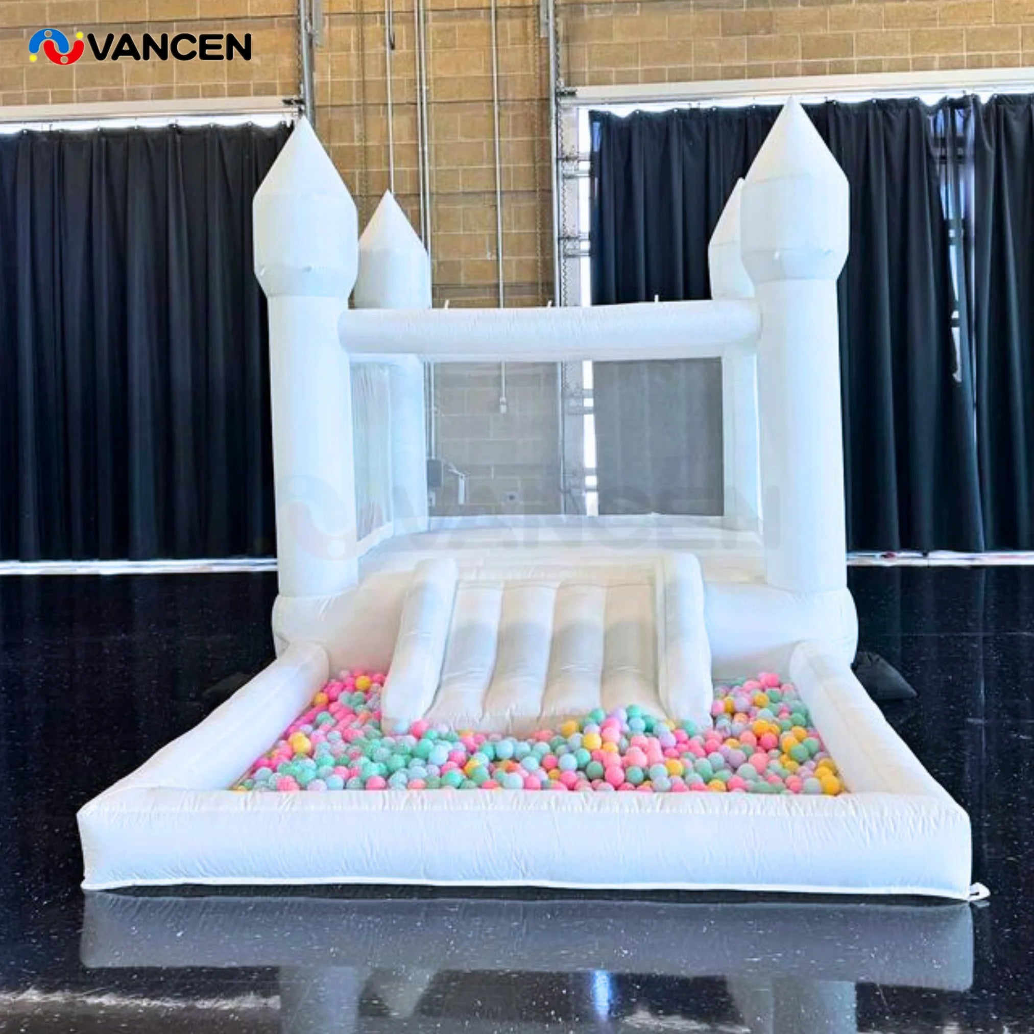 Kids Party Use 13x8x8ft Indoor Moonwalk Bouncer Mini Inflatable Bouncy Castle White Bounce House Jumper for Indoor Outdoor