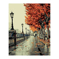 DIY Street Scenery Oil Painting Paint by Numbers Drawing on Canvas Home Decoration Handpainted Handicraft 16x20"