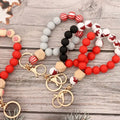 2024 Christmas Silicone Bead Keychain BraceletElastic Beaded Wristlet Keychain with Tassel for Christmas Day Gift