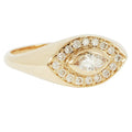 Gemnel 925 Silver 14k Gold Vermeil Evil Eye Marquise Zircon Emerald halo Signet Rings