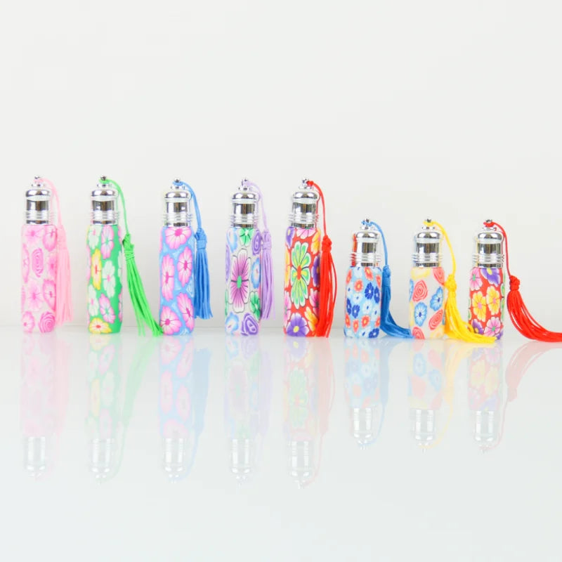 Wholesales Newly Style 5ml 10ml Colored Frosted Soft Pottery Essential Oil Bottle Perfume Mini Glass Roll on Bottle