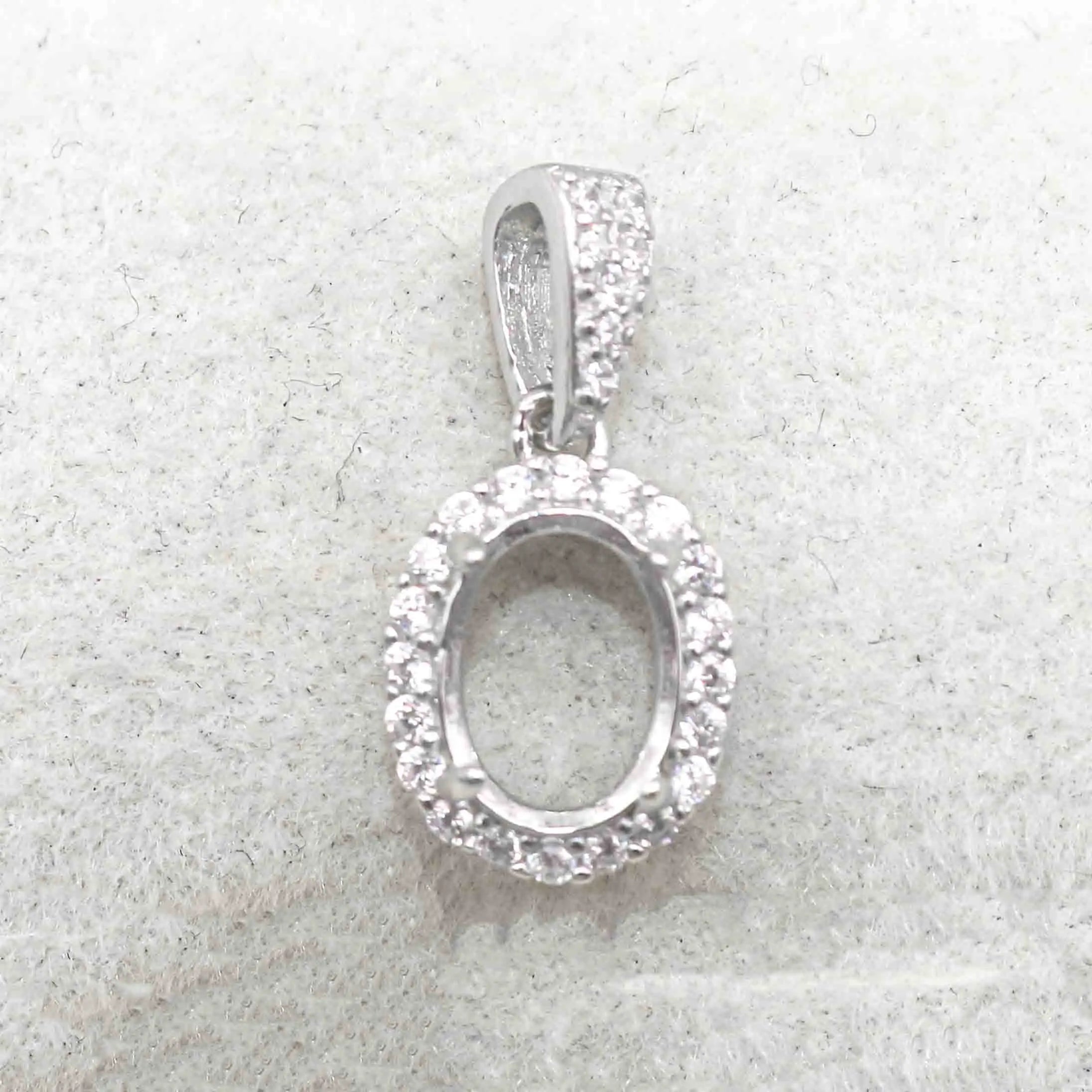 Sterling Silver 5*7/6*8/7*9/8*10/9*11/10*12mm Semi Mount Pendant Empty Blank Setting Base Holder Without Center Stone Inlay DIY
