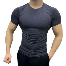 Men's Compression Short Sleeve Rash Guard Athletic Baselayer Undershirt Sports Workout T-Shirt for Spring