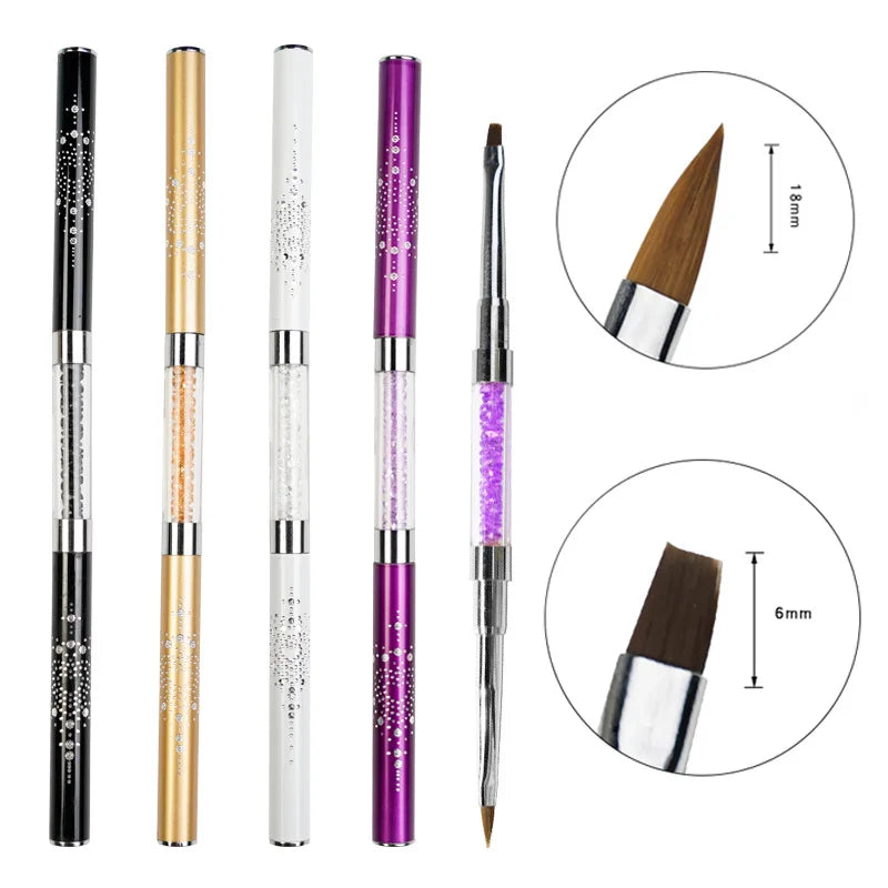 Double-Sided Crystal Acrylic Handle Irregular Nylon Hair Nail Art Brushes Set Flower Gel Brush Set Manicure Tools for Nail