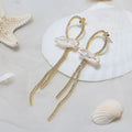 RINNTIN GPE92 Luxury Jewelry 925 Sterling Silver Full Round CZ Zircon Long Tassel Chain Baroque Pearl Earring for Girls