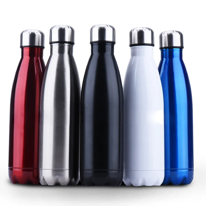 304 Double-layer Stainless Steel Sports Bottle 500ML/750ML Vacuum Insulated Bottle Flask Travel Tumbler Bottle