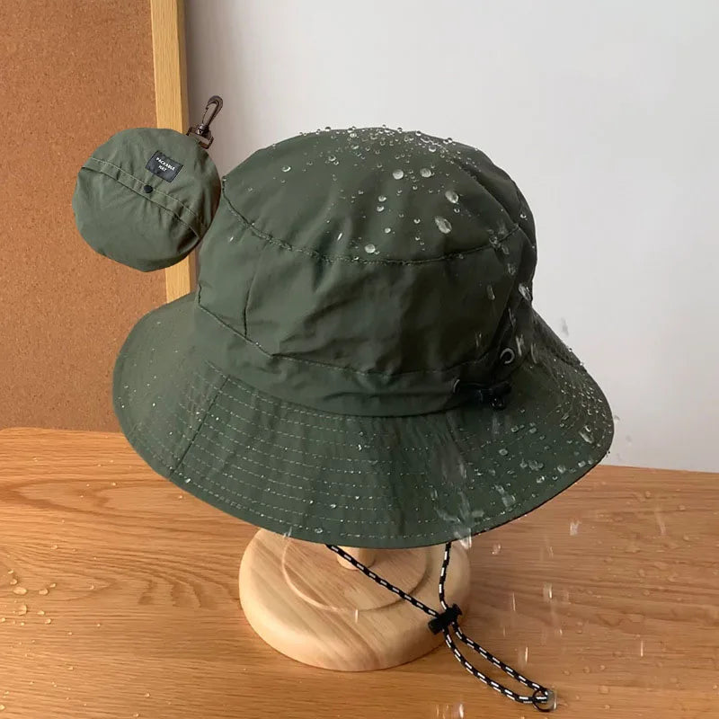 HB0005 Outdoor Quick Dry Sports Haking Cap Waterproof Nylon Cooling Boonie Water Proof Bucket Hat With Drawstring