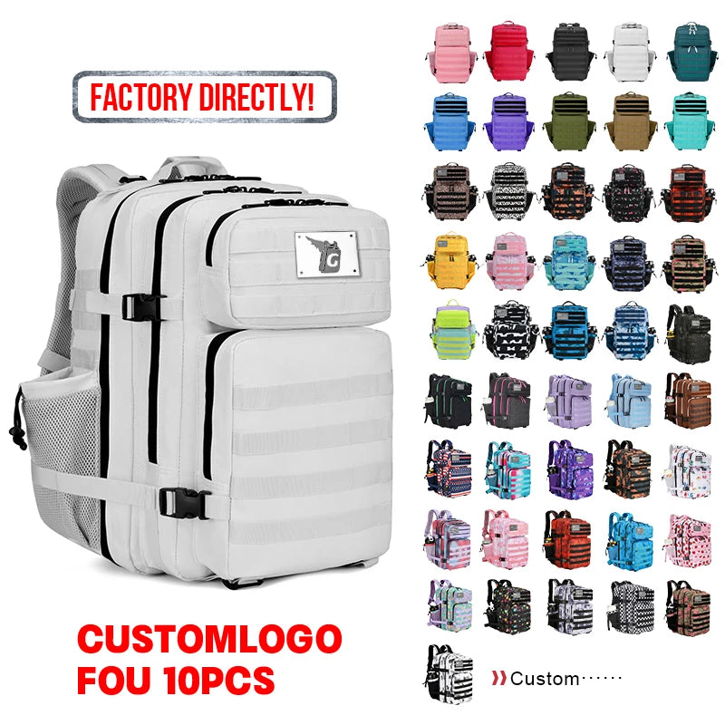 Custom 45L Tactical Backpack Rucksack Waterproof Gym Mochila Tactical Backpack for Camping Hiking Hunting
