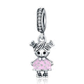 Trendy 925 Sterling Silver Little Girl Pendant Charm - Adjustable Chain Gift-Ready Fine Silver Jewelry