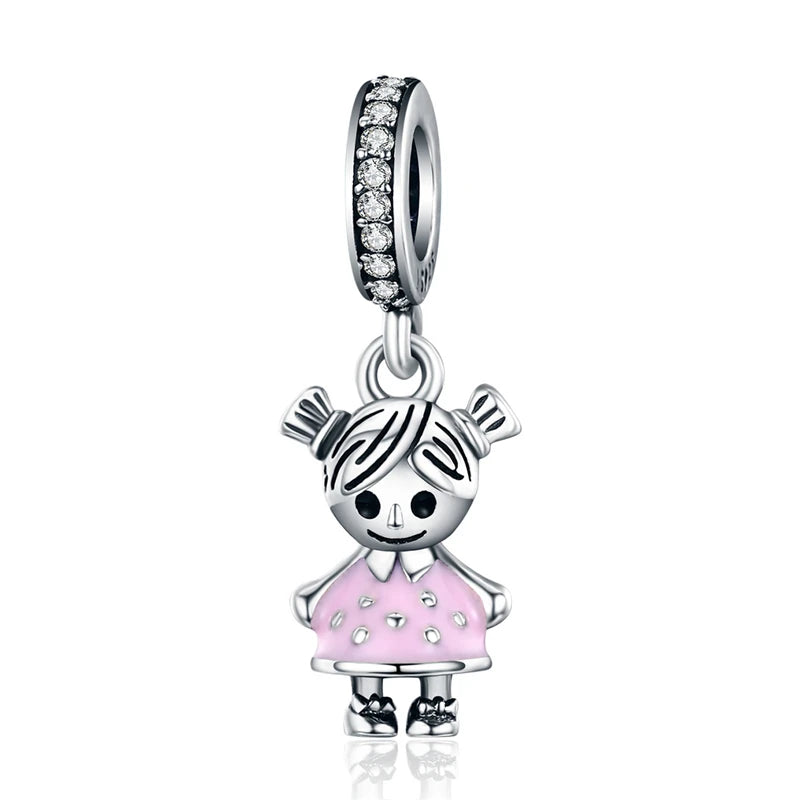 Trendy 925 Sterling Silver Little Girl Pendant Charm - Adjustable Chain Gift-Ready Fine Silver Jewelry