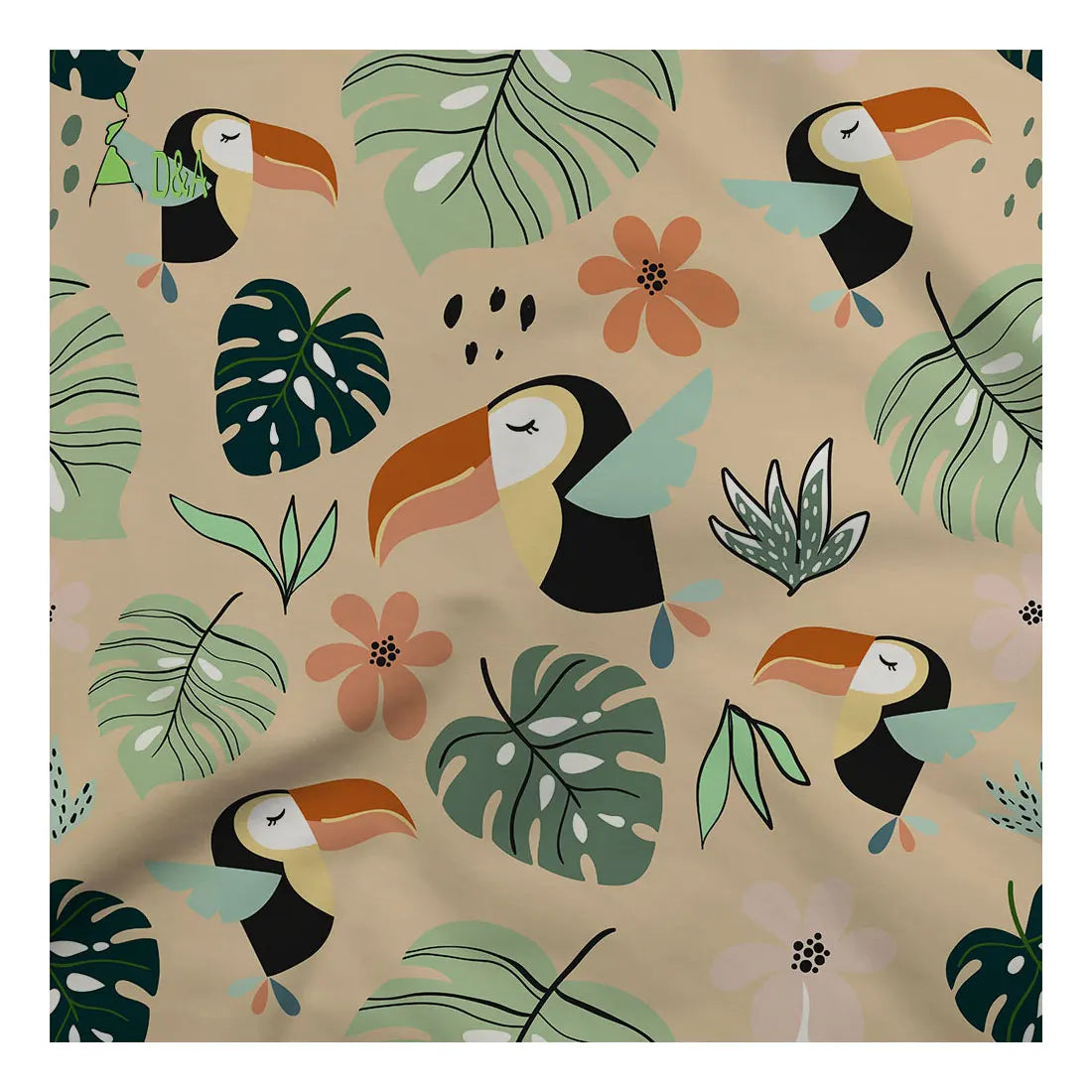 Cute 100% Cotton Fabric with Parrot Pattern Lightweight Woven Technique for Boys' and Girls' Shirts for Children's Clothing
