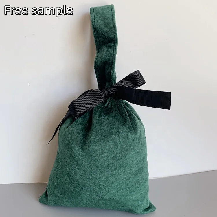 Ready to Ship Soft Gift Packaging Velvet Bag With Handle