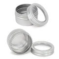 30ml Empty Aluminum Silver Tins Round Metal Tea Tins Aluminum Jar for Cosmetic Packaging with Window
