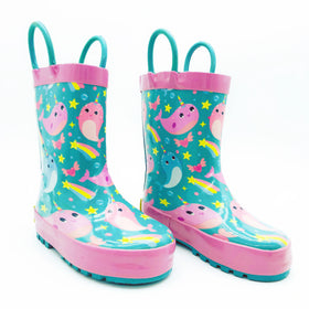 Wholesale Children Light Weight Waterproof Dual-handles Rubber Kids Wellington Toddler Rain Boots All Season