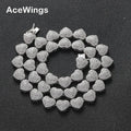 BC234 9mm Female Brass Heart Necklace Cubic Zircon Tennis Chain Necklace CZ Jewelry