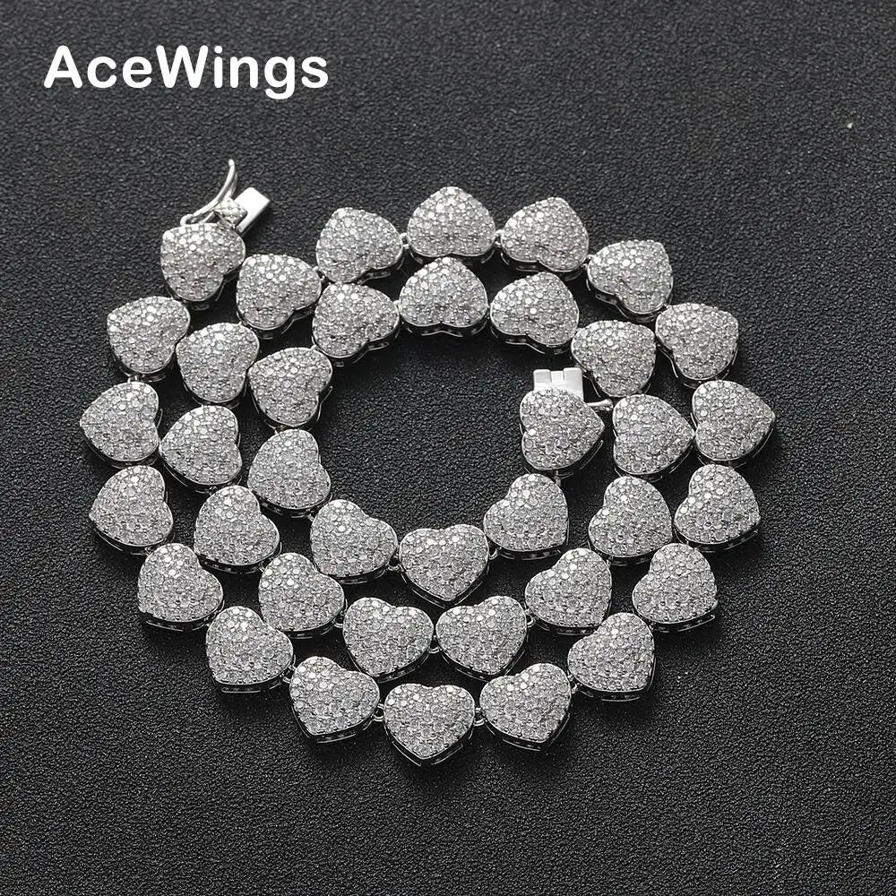 BC234 9mm Female Brass Heart Necklace Cubic Zircon Tennis Chain Necklace CZ Jewelry
