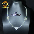 Solid 925 Silver Hip Hop Jewelry 3mm Moissanite Tennis Chain Necklace With Roses Flower Fashion Women Choker Necklace