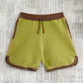 Custom Elastic Drawstring Check Jacquard Knit Shorts for Men