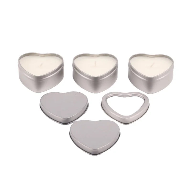 Wedding Packaging Stock Scrub Container Candle PVC Window Candy Decorative Black Sliver Heart Shaped Tea Tin Mint