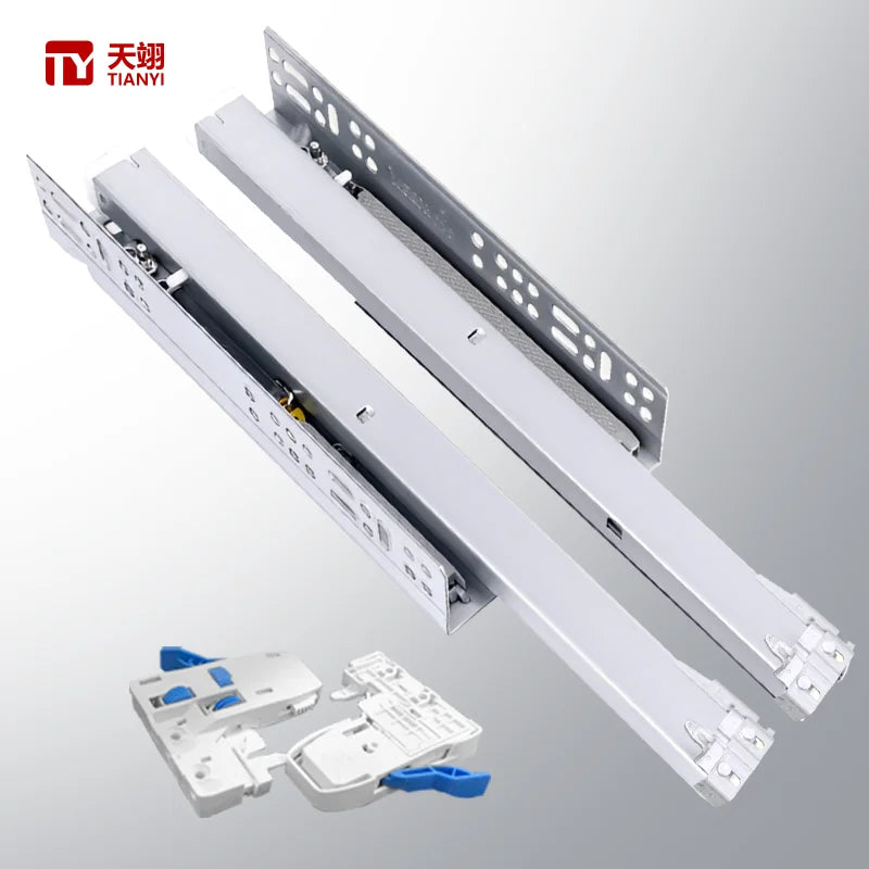 Furniture Hardware Telescopic Channel Hidden Drawer Slide 3-fold Full Extension Drawer Slides