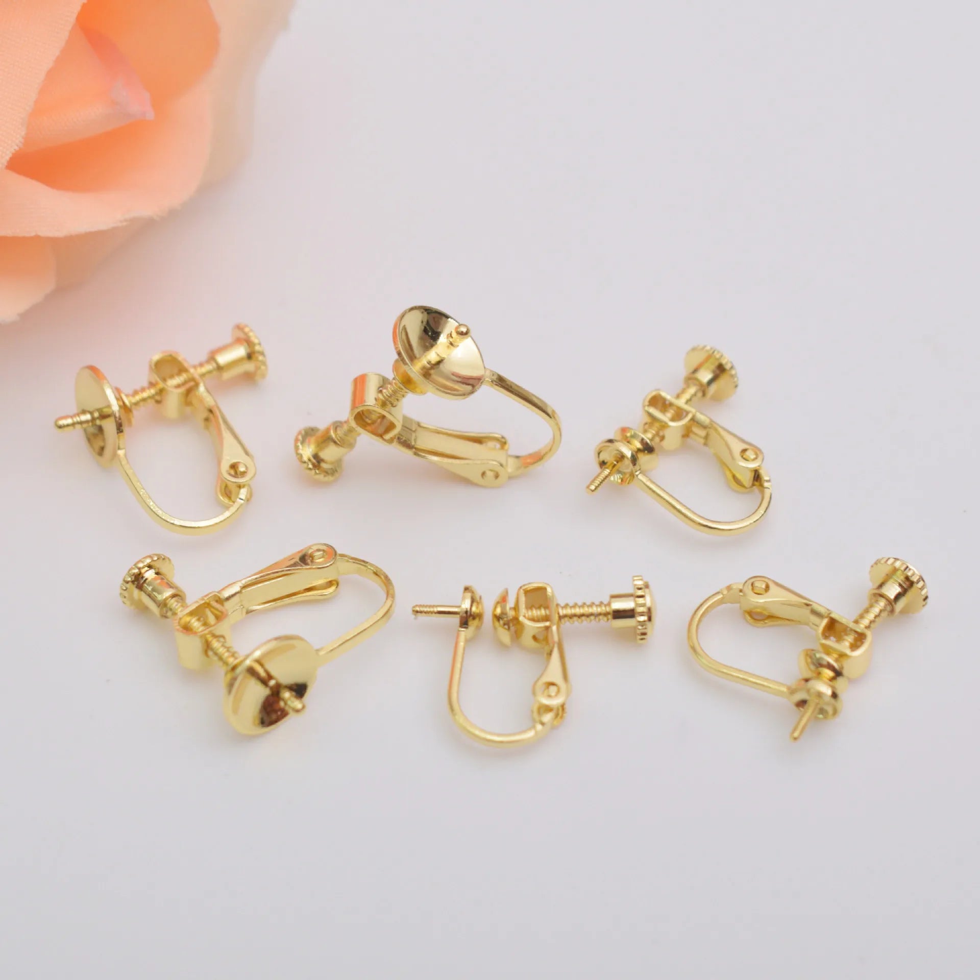 Vekeklee YSH7773 4mm Brass Ear Wire Non-Pierced Ears Jewelry Making Clip Earring Pearl Converter Components Findings Screw Back