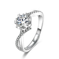 OAHLAN Adjustable Luxury Fine Jewelry Hypoallergenic Round Brilliant Cut Cubic Zirconia S925 Silver Rings for Women's Wedding