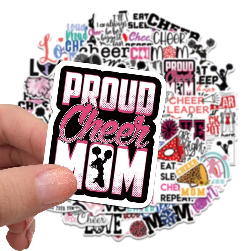 50 Pcs  DIY Decorations Cheerleading Sticker Pack Cheer Mom Cheerleading Gifts Team Spirit Cheer Accessories