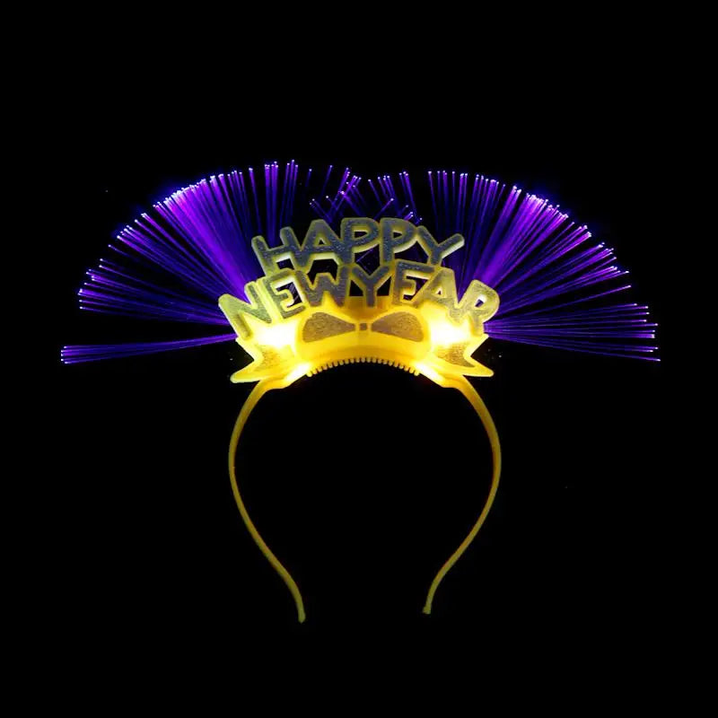 Happy New Year Fiber Headband with LED Flashing Light Number-Shaped Headband for New Year's Celebration