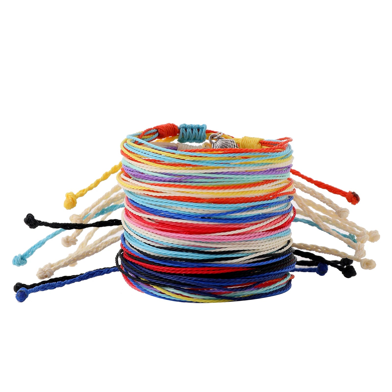Handmade Waterproof Beach Rope Friendship Multi Strand Bohemian Stackable Adjustable Shell Waves Charm Surfer Bracelet Gift