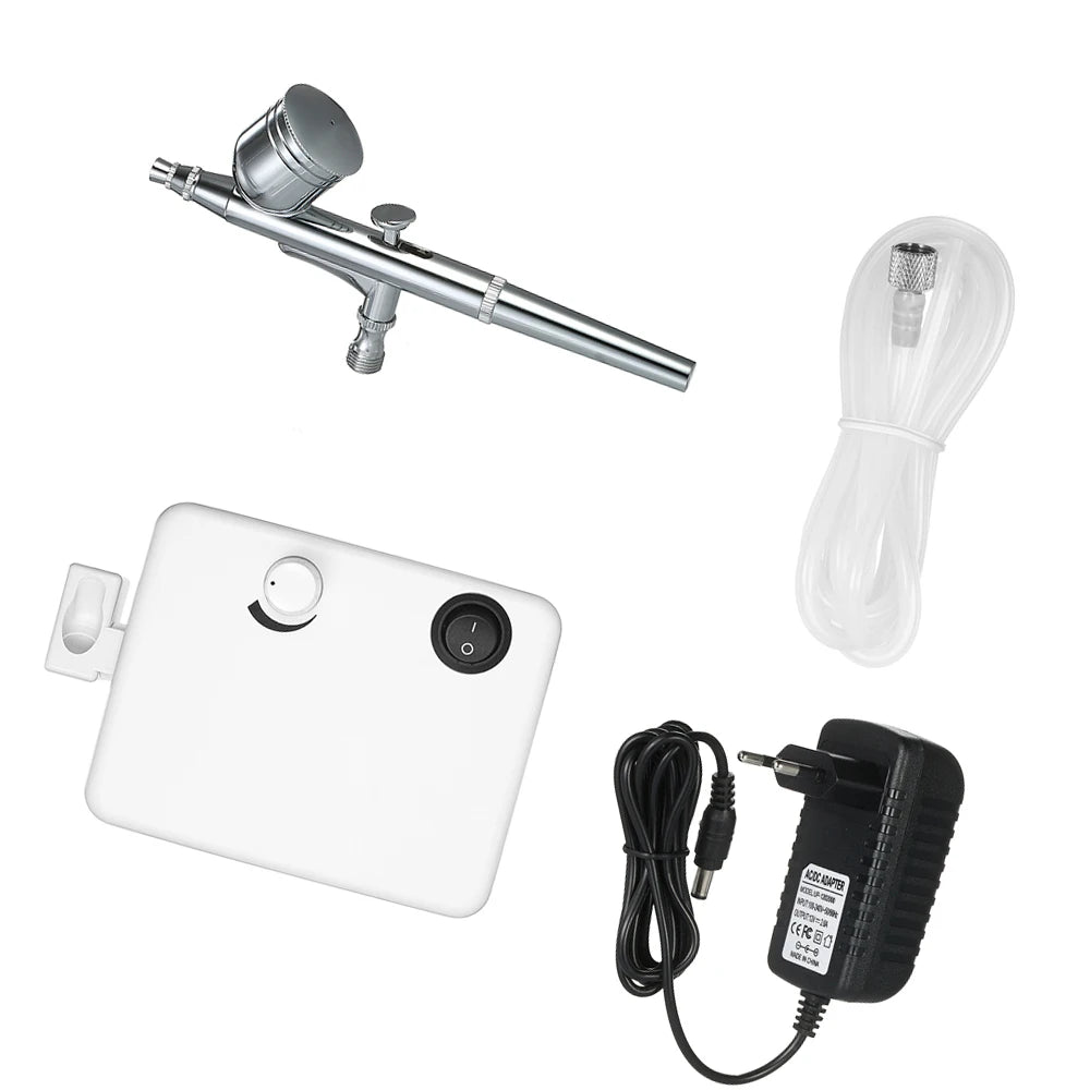 EU Mini Airbrush Compressor Set White Multi-Purpose Gravity Feed Nail Kit Aerografo Art Painting Tattoo Spray Cake OEM