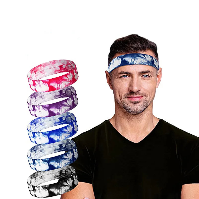 OEM Europe America Style Fashion Colorful Tie-dye Silicone Anti-slip Breath Athletic Cycling Sports Headband Sweating Head Band