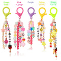 Smile Face Cute Acrylic LOVE Words Keychain Rainbow Polymer Clay Beaded Tassel Purse Bag Backpack Car Key Charm Women Girls Gift
