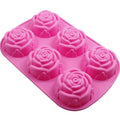 Handmade Pink Silicone Soap Mold Creative Sustainable 6 Cavity Heatable Flower Shape Disposable Cake Tool with OPP Bag Packaging