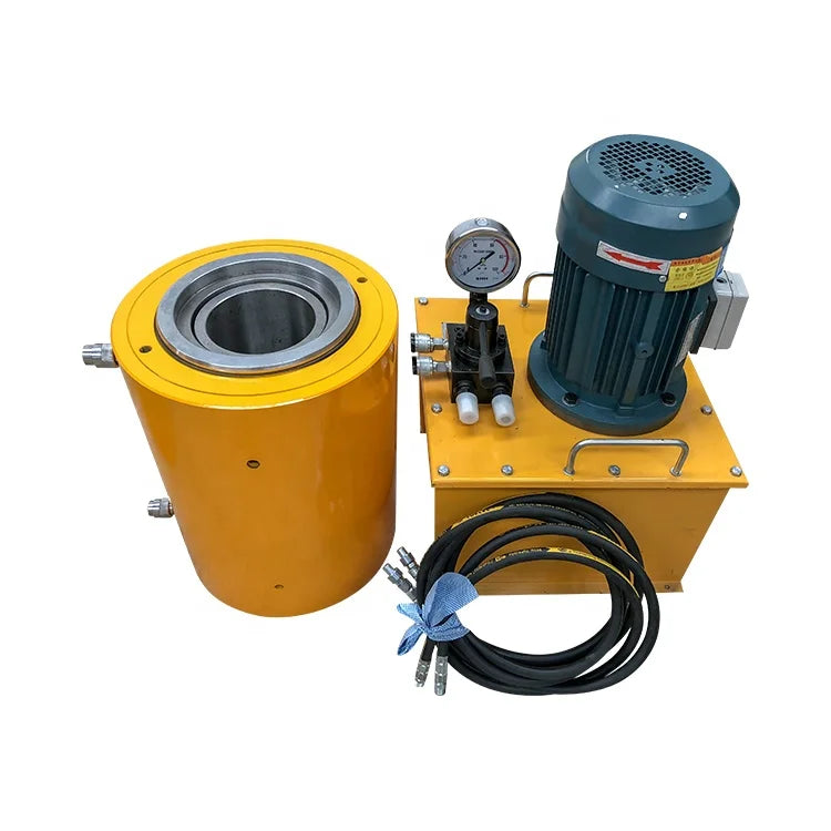 Concrete Prestressed Jack Hydraulic Power Unit Feed-through Prestressing Jack 250 Tons Tension Jack