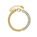 Iced Out Adjustable Tennis Chain Bracelet 18k Gold Plated Stainless Steel Jewellery Baguette Diamond CZ Stone Zircon YF2482