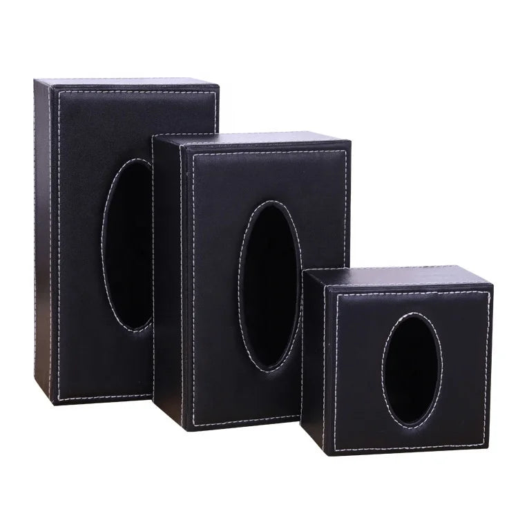 Rectangle Leather Tissue Box Cover Magnetic Bottom Modern Facial Tissue Holder for House Office Hotel or Bathroom KTV