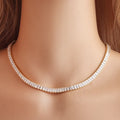New Square Tennis Chain Choker Necklace Gold Zircon Gold Plated Christmas Jewelry Gift for Ladies