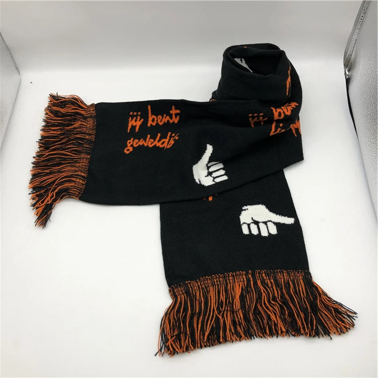 Fashion Custom Jacquard Scarf Women Men Acrylic Knitted Winter Scarves Custom Football Team Fans Jacquard Cable Knit Scarves