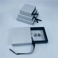 Recyclable Small Business Jewelry Gift Box Transparent Floating Box Silver Glitter Powder Shining Paper Necklace Box Packaging