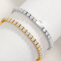 Trendy Waterproof 7-9 Inches 3mm 4mm 5mm Cubic Zirconia Classic Stainless Steel Tennis Bracelet for Women Gold Plated Jewelry