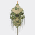Women Elegant Butterfly Print Shawls and Wraps for Evening Dresses Triangle Shawl Wraps Fringed Evening Cape
