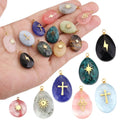 DIY Handmade Natural Stone Charm Stainless Steel Multicolor Heart Charm Necklace Pendant Accessories