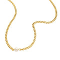 French Design Stainless Steel 18K PVD Gold Plated Freshwater Pearl Pendant Necklace for Women Waterproof Jewelry